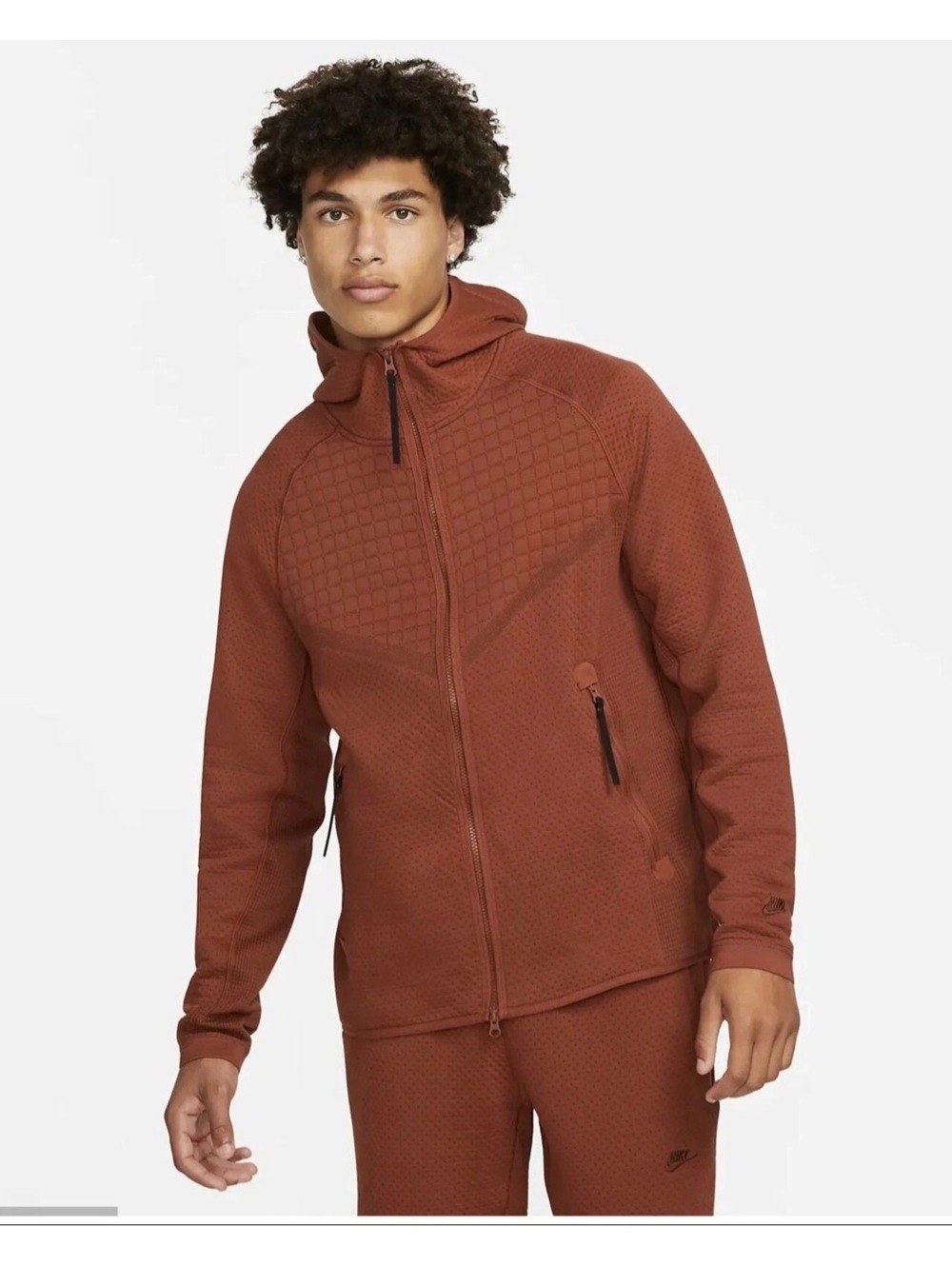 Nike Sportswear Therma-FIT ADV TechPack Full-Zip SMALL Men's Hoodie Rust Color